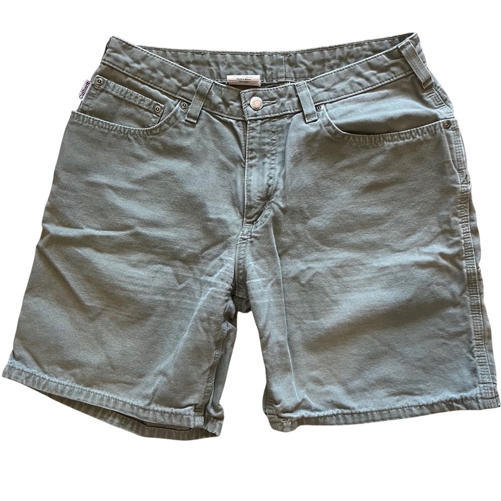 Carhartt Womens WB190 LDN Green Canvas Carpenter Utility Shorts Size 8